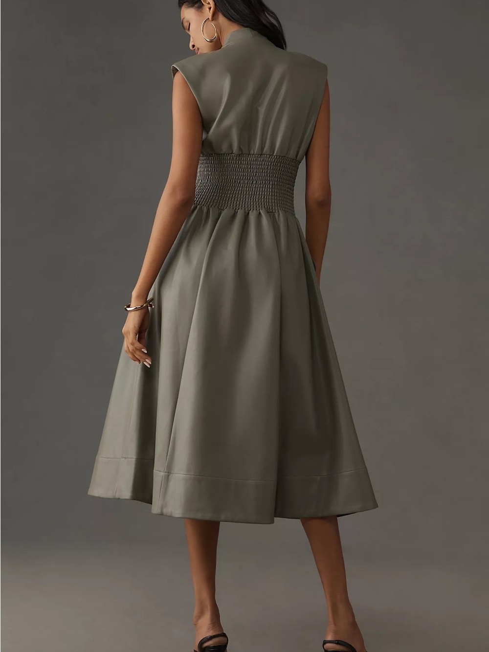 The Tommie Cap-Sleeve Smocked Front-Zip Shirt Dress by Anthropologie - Picture 2 of 7